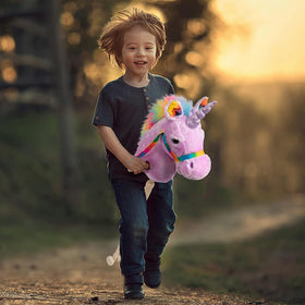 HollyHOME Gift-ready unicorn stick horse for birthdays or holidays