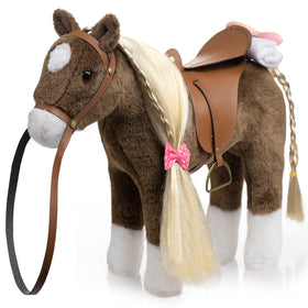 HollyHOME horse plush with long silky hair for brushing and imaginative play