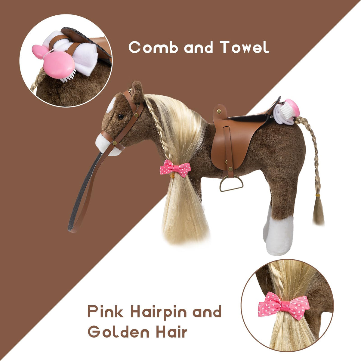 HollyHOME 15-inch long horse plush fits small hands