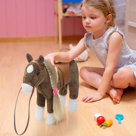 HollyHOME stand-up pose horse plush for sturdy display during play