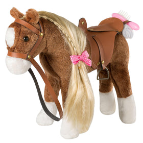 HollyHOME horse stuffed animal brown with silky hair for imaginative play.