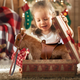 HollyHOME leather saddle detail adds realistic charm for pretend rides.