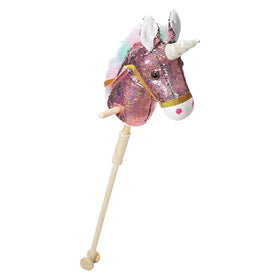 HollyHOME sequin unicorn stick horse 36in for magical pretend play and balance practice