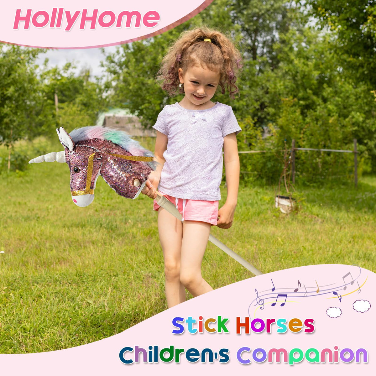 HollyHOME soft plush head detail enhances tactile feel during imaginative riding adventures