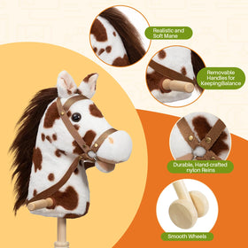 HollyHOME Appaloosa stick horse 36 inches height for growing riders