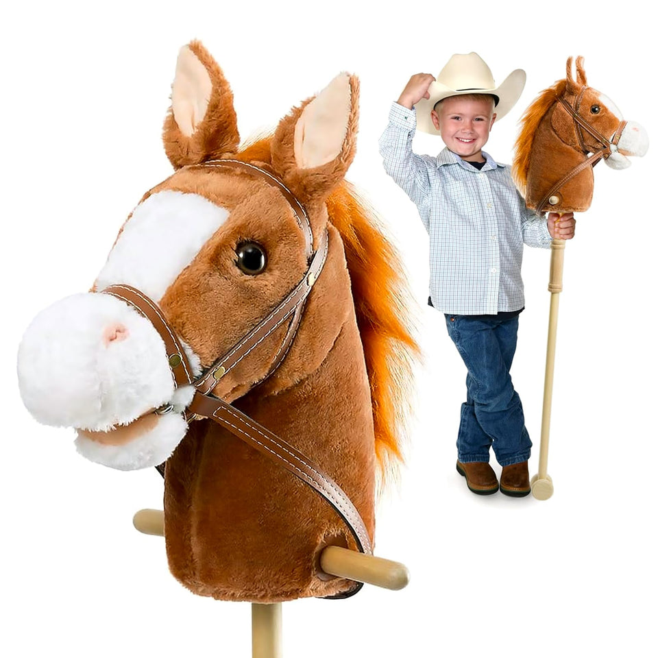 HollyHOME stick horse with soft fluffy head for imaginative play