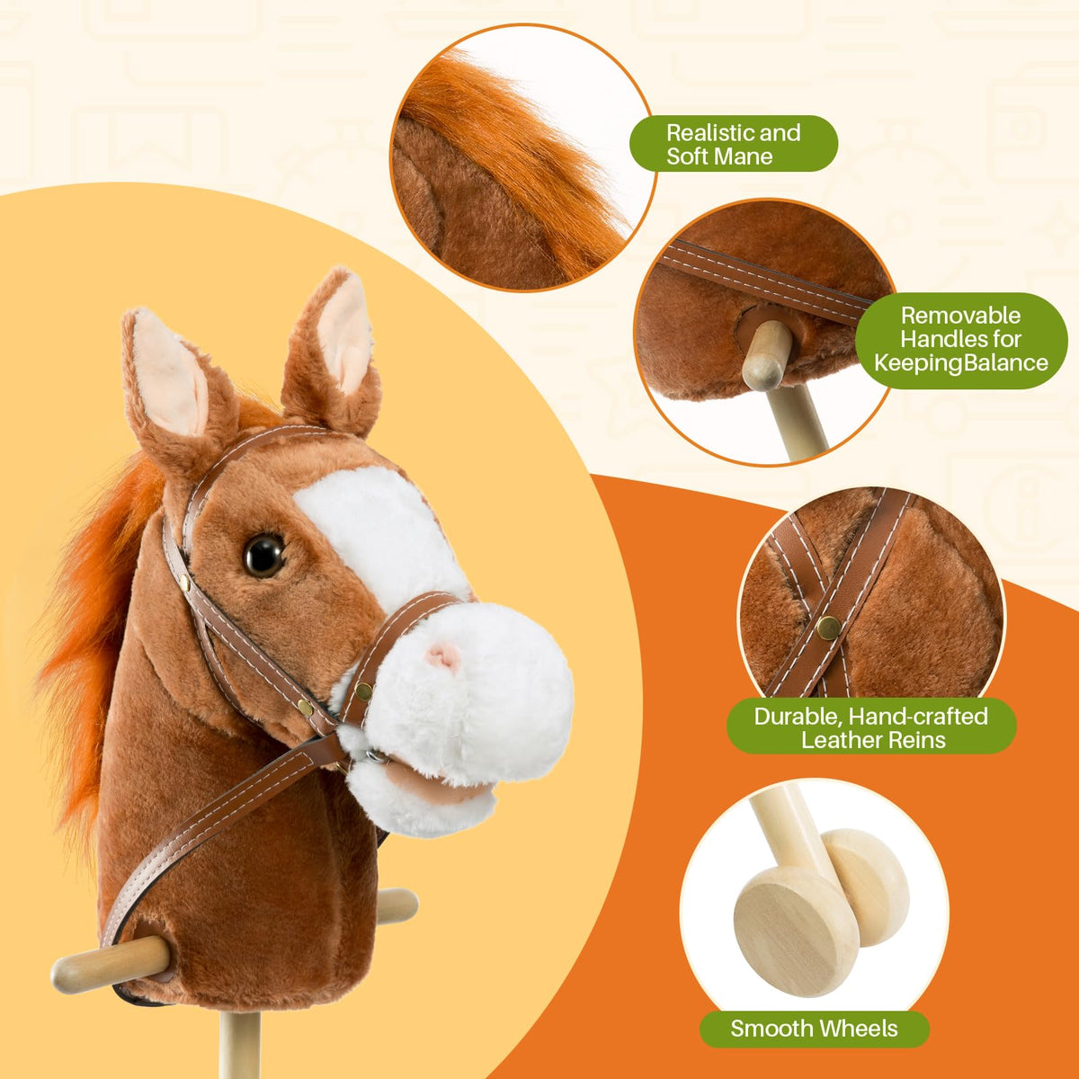 HollyHOME stick horse ears trigger neighing and galloping sounds