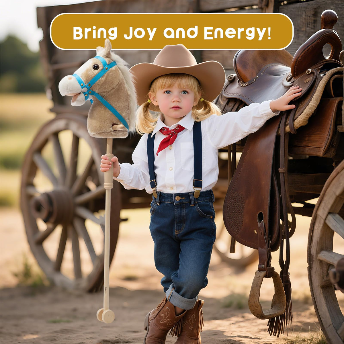 HollyHOME hobby horse on a stick supports balance during movement.