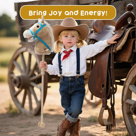 HollyHOME hobby horse on a stick supports balance during movement.