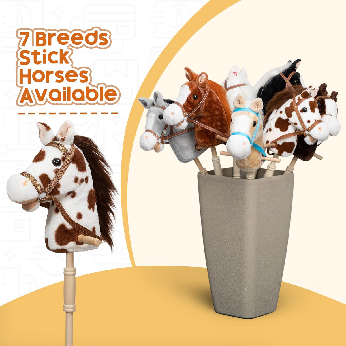 HollyHOME Appaloosa stick horse kid playing indoors outdoors