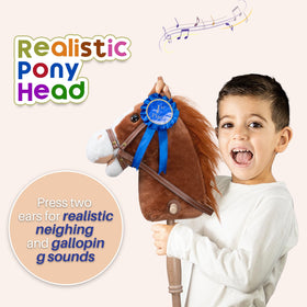 HollyHOME stick horse on wheels designed for easy mobility during active pretend rides.