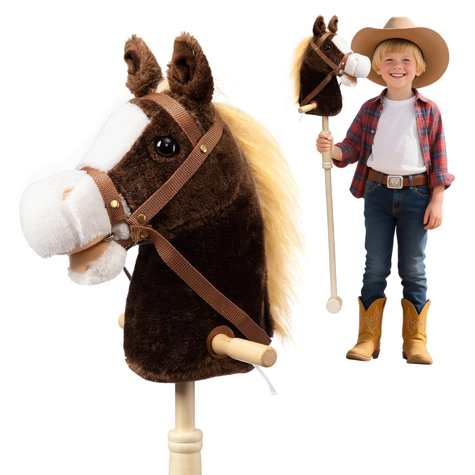 HollyHOME stick horse plush head invites cozy imaginative play.