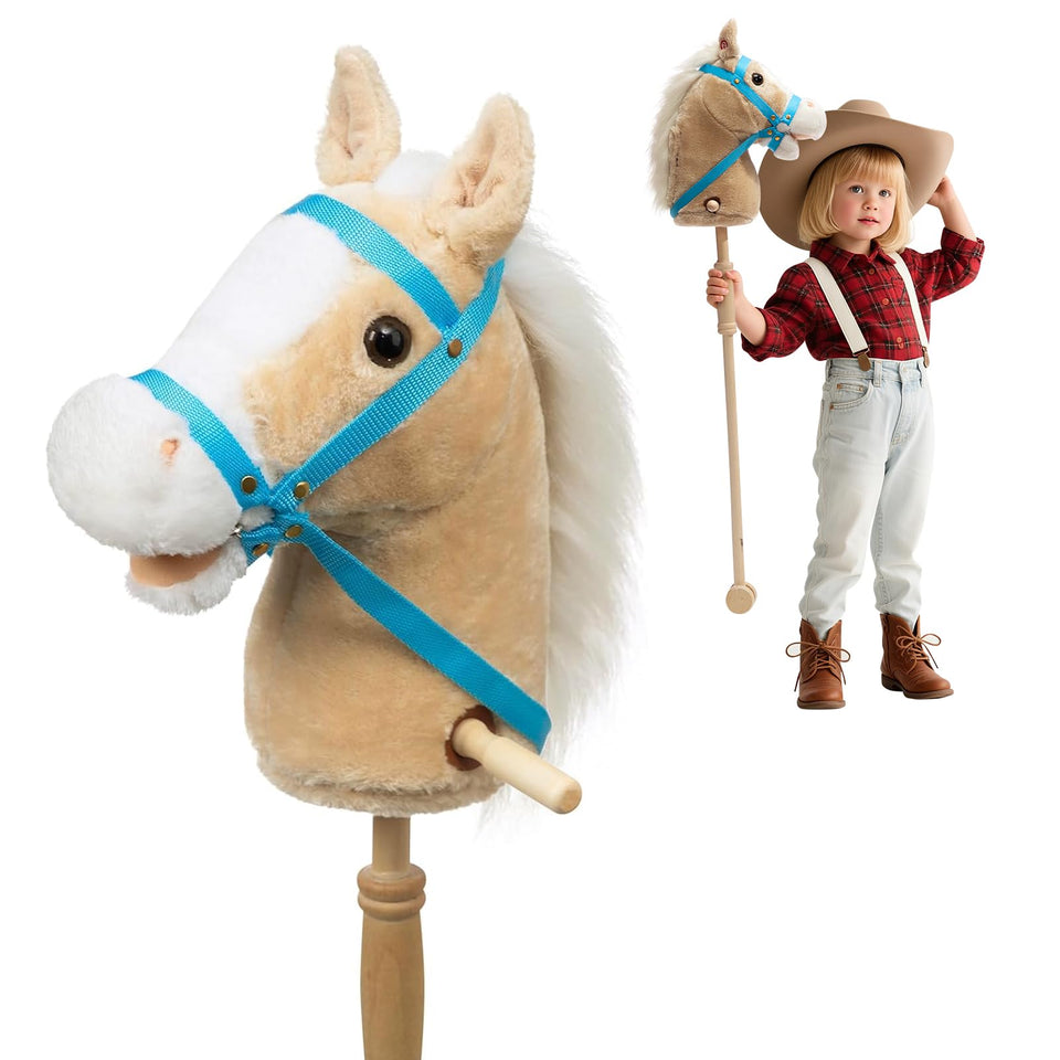 HollyHOME stick horse plush head invites imaginative play for kids.