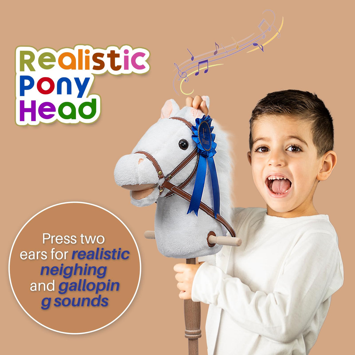 HollyHOME stick horse with neighing sounds for storytelling