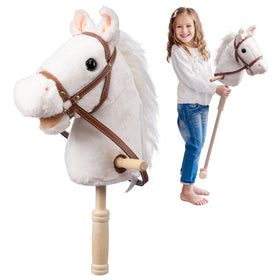 HollyHOME stick horse with wheels and handles enhances balance during active play.