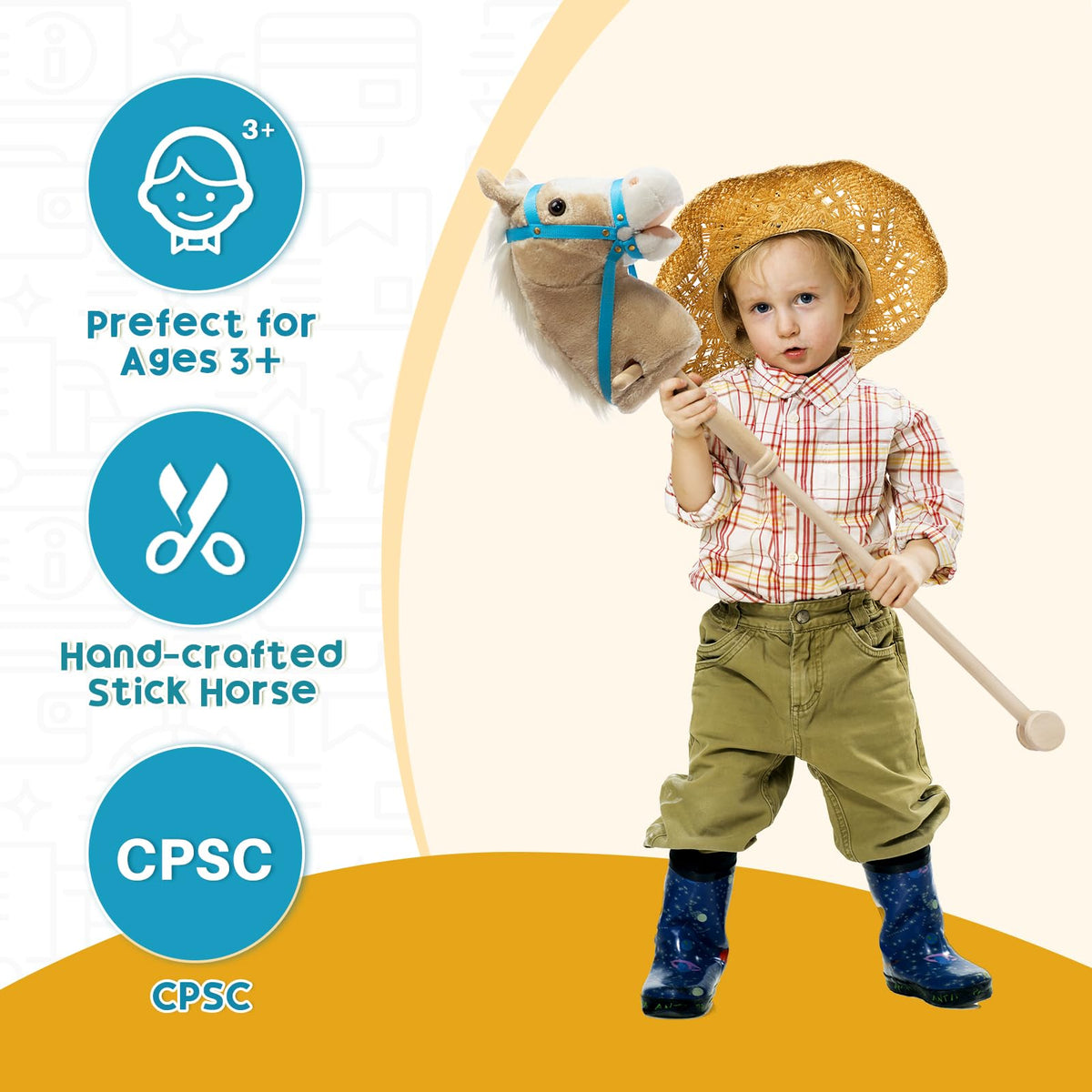 HollyHOME stick horse wheels enable smooth indoor-outdoor movement.