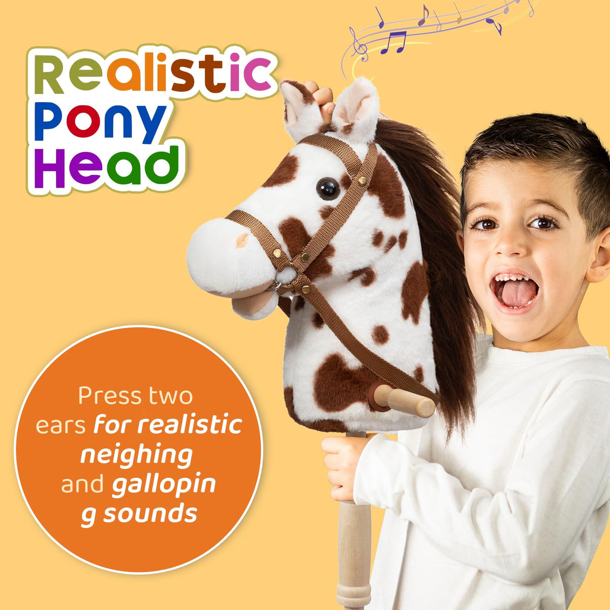 HollyHOME Appaloosa stick horse wooden stick and grip for sturdy rides