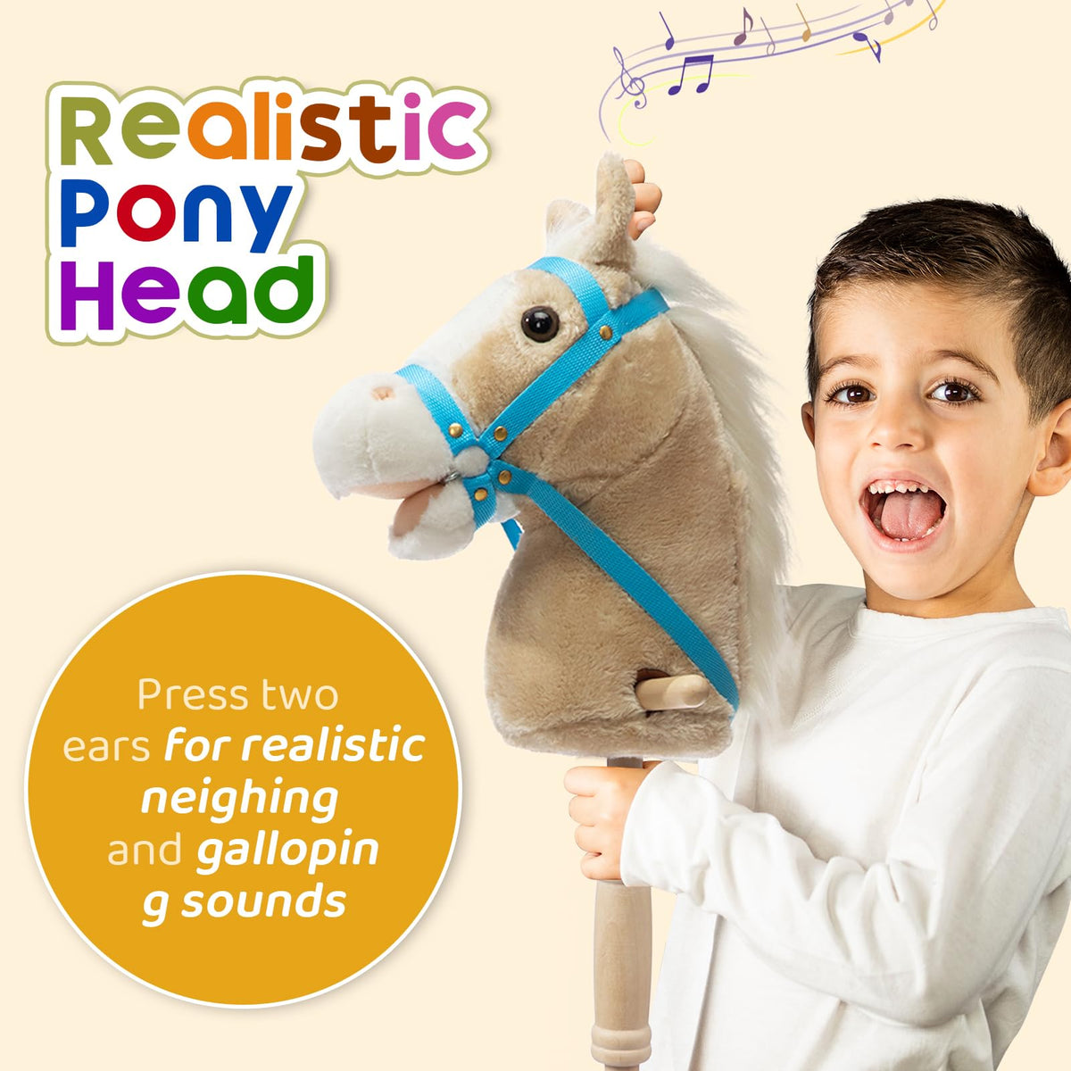 HollyHOME stick horse wooden stick provides sturdy balance support during play.