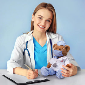 HollyHOME Teddy Bear with mask, inviting friendly pretend-play.