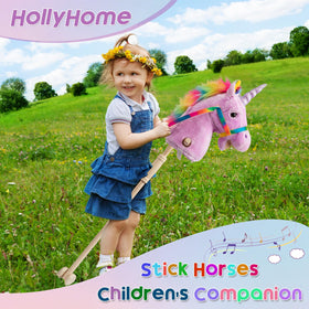 HollyHOME Unicorn head plush with soft fluff adds a friendly look for pretend play
