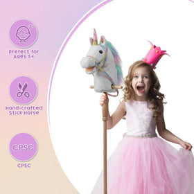 HollyHOME unicorn stick horse fluffy mane enhances visual appeal during storytelling