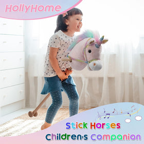 HollyHOME unicorn stick horse ready for indoor or outdoor adventures.