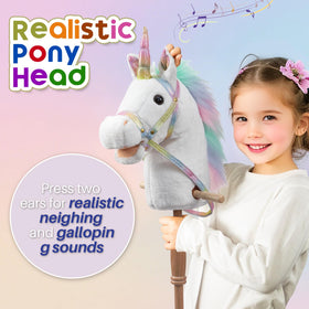 HollyHOME unicorn stick horse rainbow bridle adds magical styling for adventures