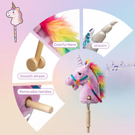 HollyHOME Wooden shaft and durable reins create a sturdy ride-on toy