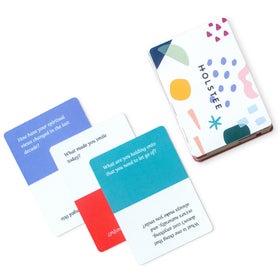 Holstee Reflection Cards packaging highlights USA-made, sustainable materials.