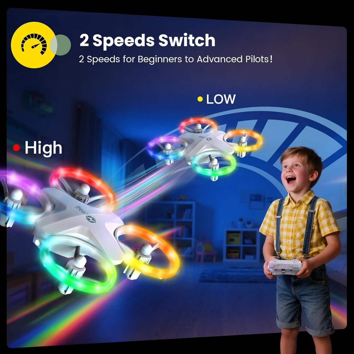 Holy Stone HS180 headless mode simplifies orientation for beginners.
