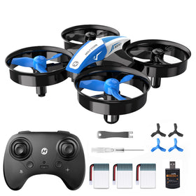 Holy Stone HS210 blue front view drone for kids with stable indoor flight.