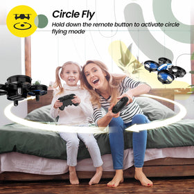 Holy Stone HS210 blue with remote control enables beginner-friendly operation.