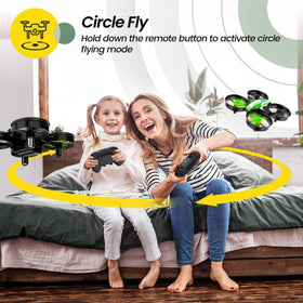 Holy Stone HS210 green 3D flips demonstrate budding pilot skills.