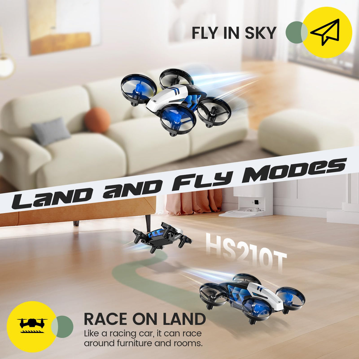 Holy Stone HS210T in fly mode performing 3D flips for exciting aerial stunts