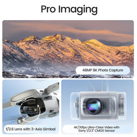 Holy Stone HS900PRO 3-axis gimbal stabilizes footage for smooth horizon pans during outings.