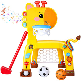 HOLYFUN 4-in-1 basketball hoop enables active play and coordination development.