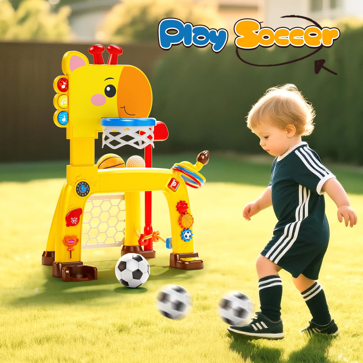 HOLYFUN 4-in-1 golf toy encourages aiming and hand-eye coordination safely.