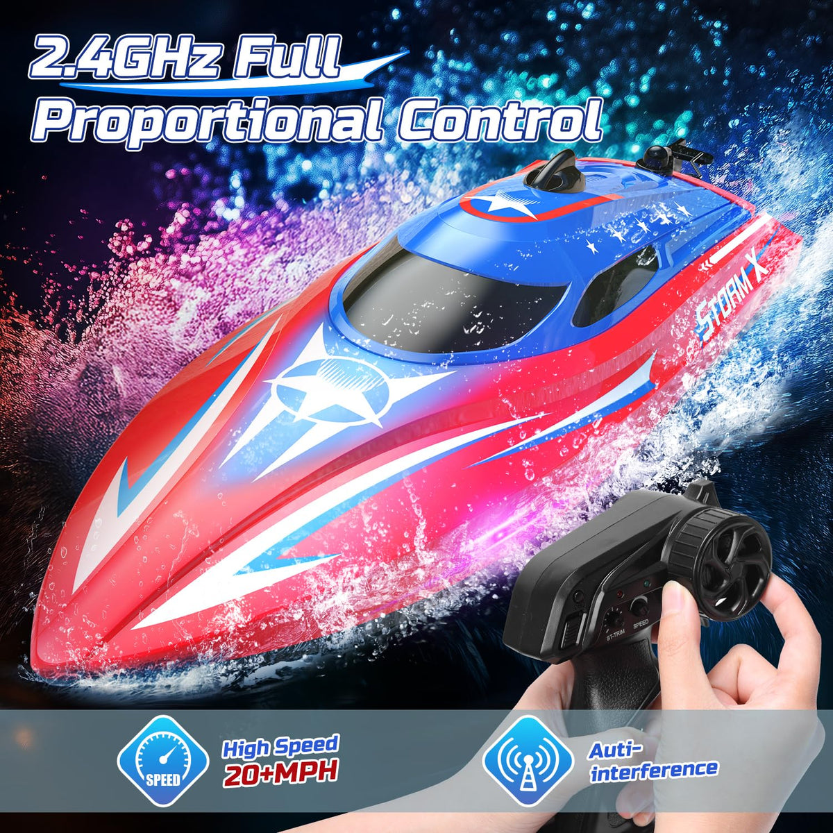HOLYFUN dual battery pack side shot highlighting extended playtime up to 30 minutes