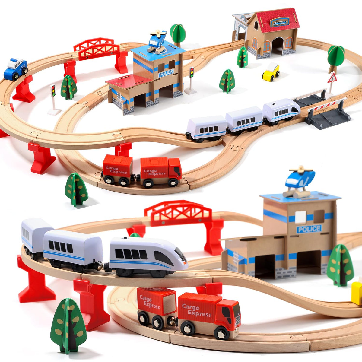 HOLYFUN Electric Train Set with magnets for easy assembly and imaginative play.