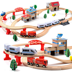 HOLYFUN Electric Train Set with magnets for easy assembly and imaginative play.