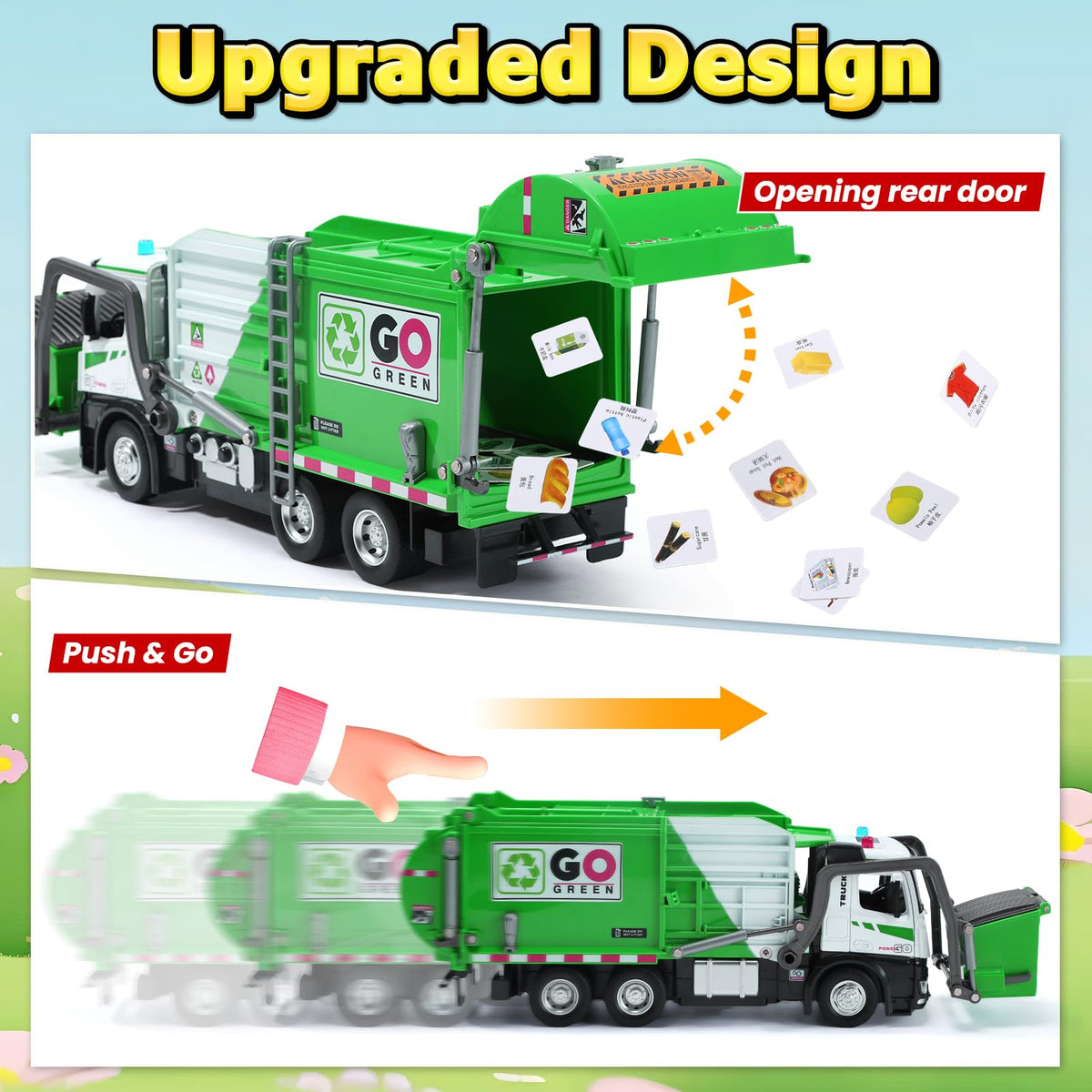HOLYFUN front loader swings out for pretend scooping and loading activities