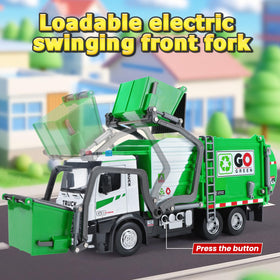 HOLYFUN garbage truck with metal cab provides durable realism for indoor and outdoor play