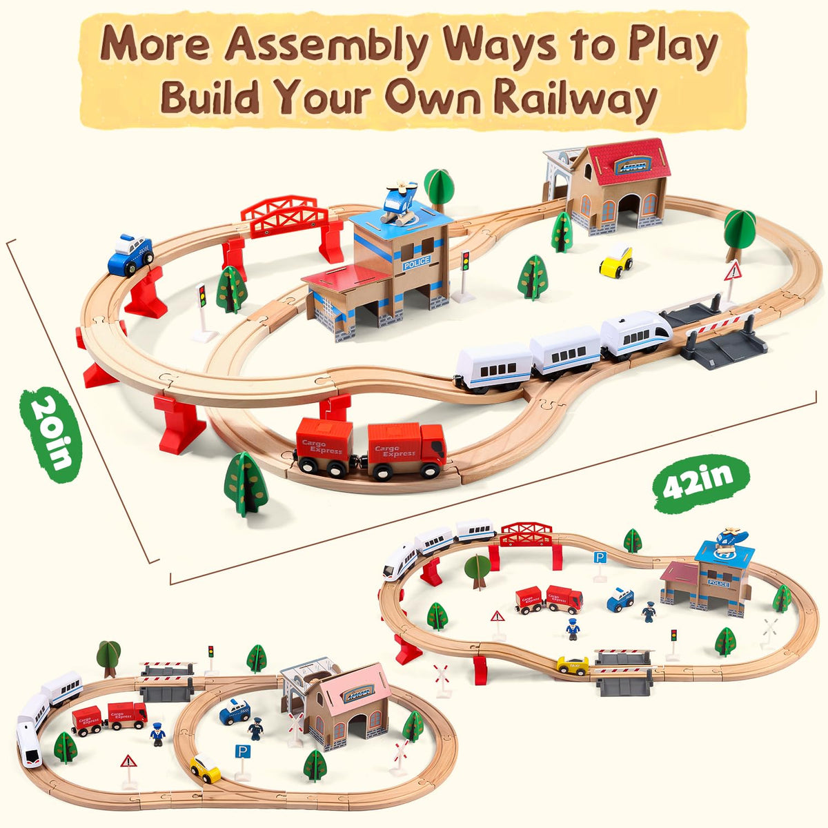 HOLYFUN Helicopter landing pad and trees enhance dynamic play scenes.