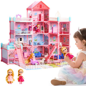 HOLYFUN huge 3 story dollhouse exterior for immersive pretend play
