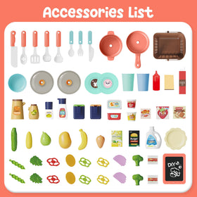HOLYFUN Kids Kitchen Playset assembly and storage simplify setup and clean-up.