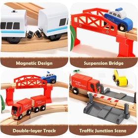 HOLYFUN Magnetic train cars connect easily for quick reconfigurable storytelling.