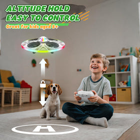 HOLYFUN Mini UFO Drone auto-hover demonstrates stable indoor control for beginners.