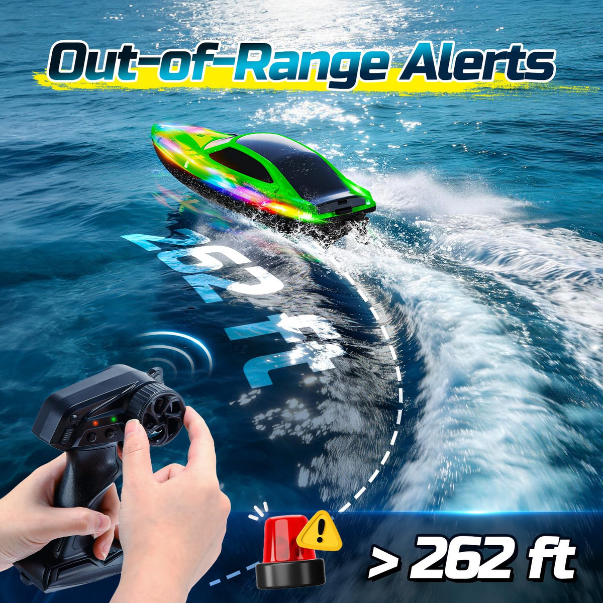 HOLYFUN RC Boat features long-range motor for confident outdoor races.