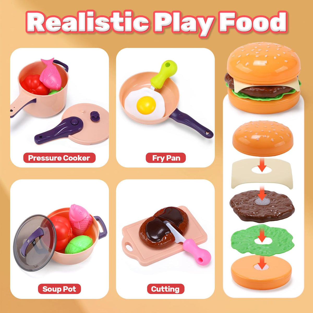 HOLYFUN realistic kitchen faucet as part of the pretend play set.
