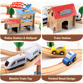 HOLYFUN Wooden track bridge offers a colorful multi-level route for budding engineers.